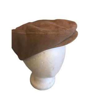 Men's Vintage Henschel Hat Cap Beige Suede Cabbie Newsboy Hat Small